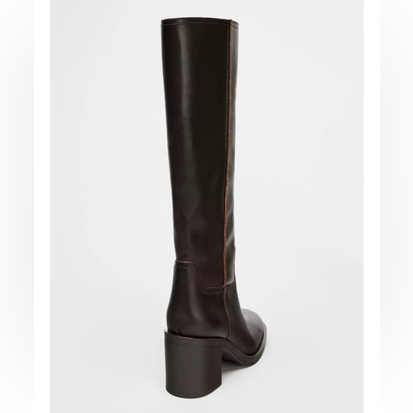 Zara Wide Heeled Leather Boots 39 - Picture 4 of 12